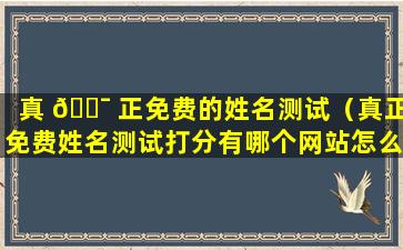 真 🐯 正免费的姓名测试（真正免费姓名测试打分有哪个网站怎么收不到 🌷 了）